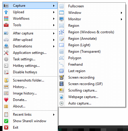 ShareX Capture Options